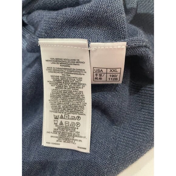 Brooks Brothers Sweater Men XXL blue extra fine Merino Wool Pullover Crewneck - Picture 8 of 10